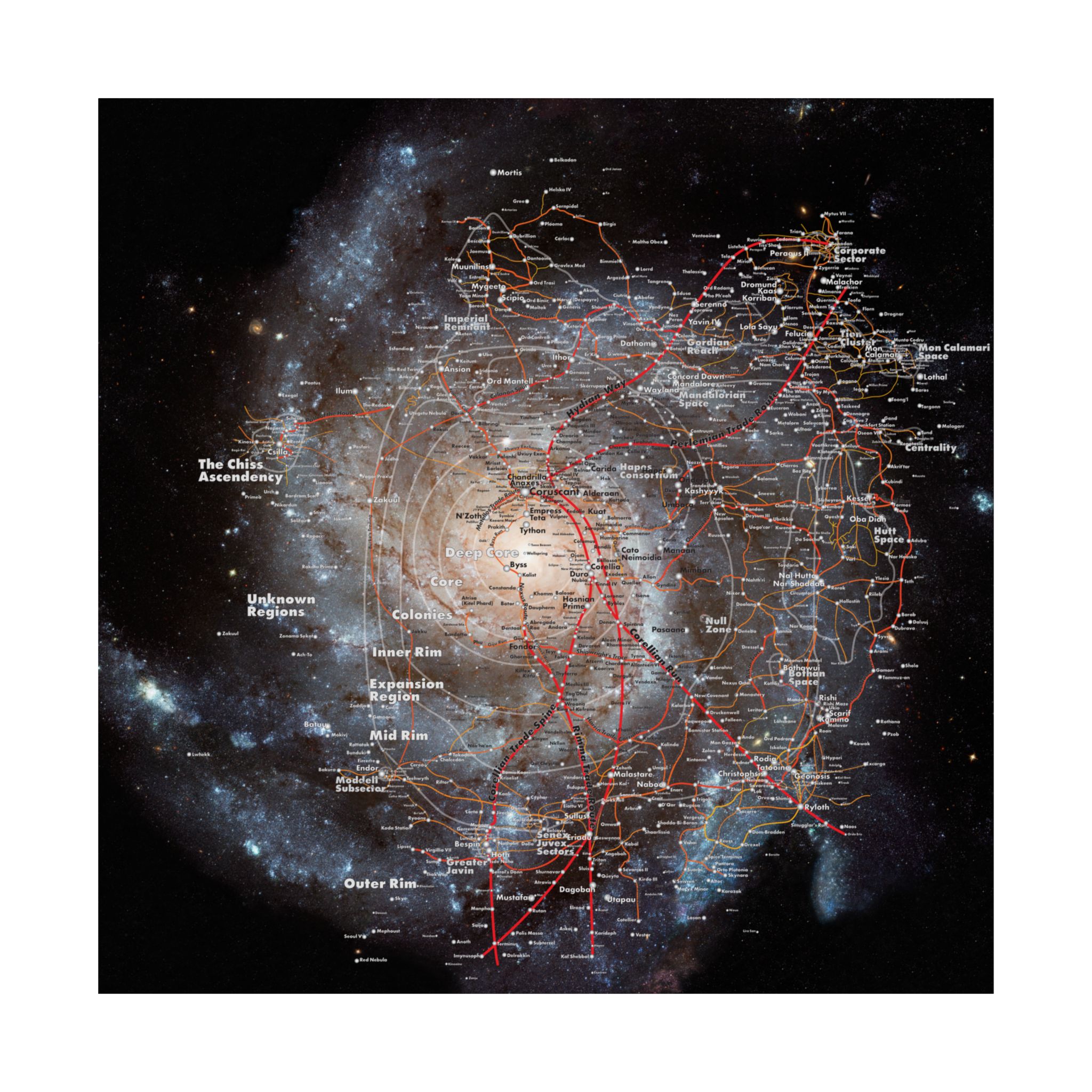 Galaxy Map Satin Poster